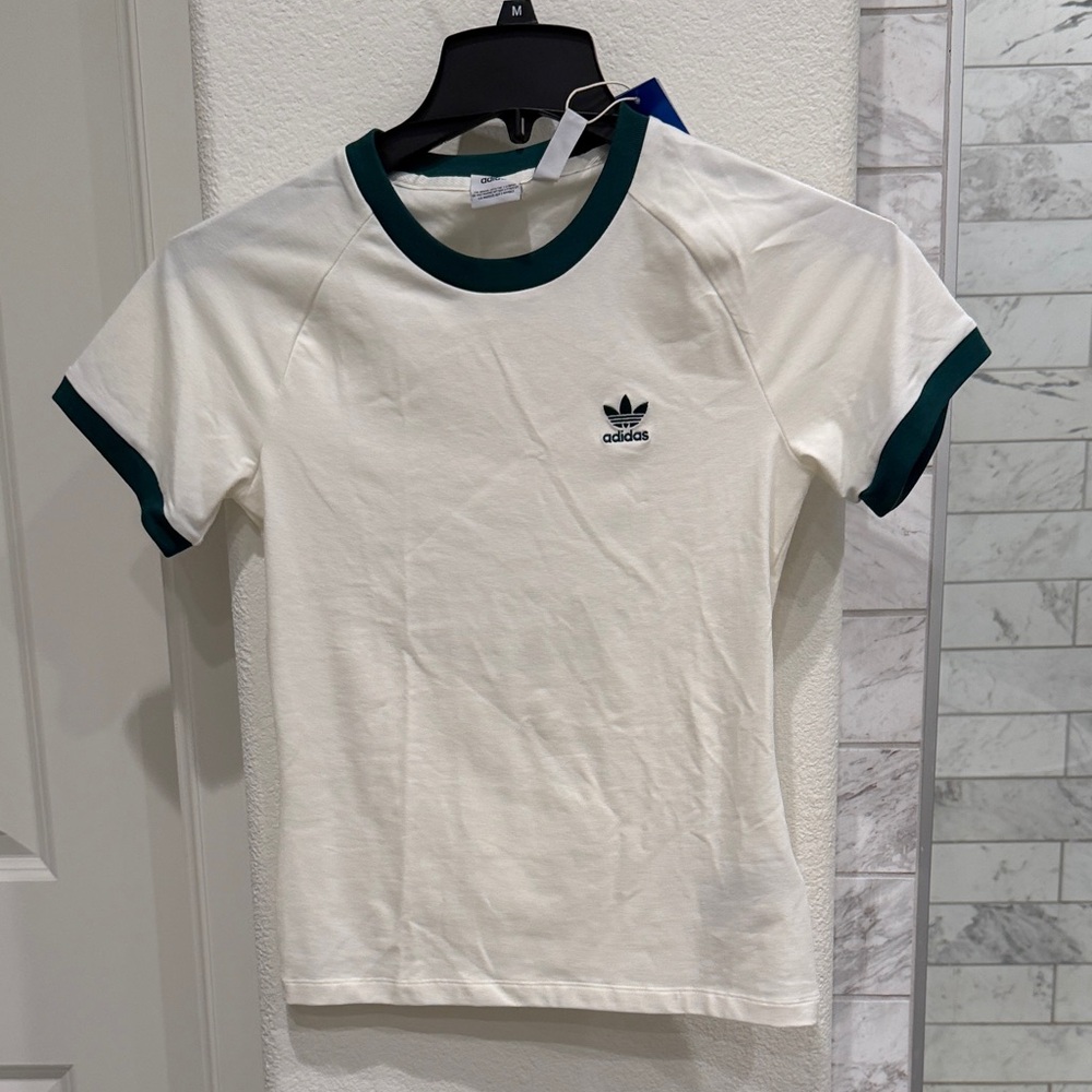 Adidas Cream and Green Tee